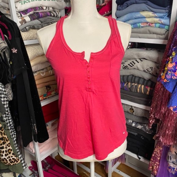 PINK HENLEY TANK - Picture 1 of 2